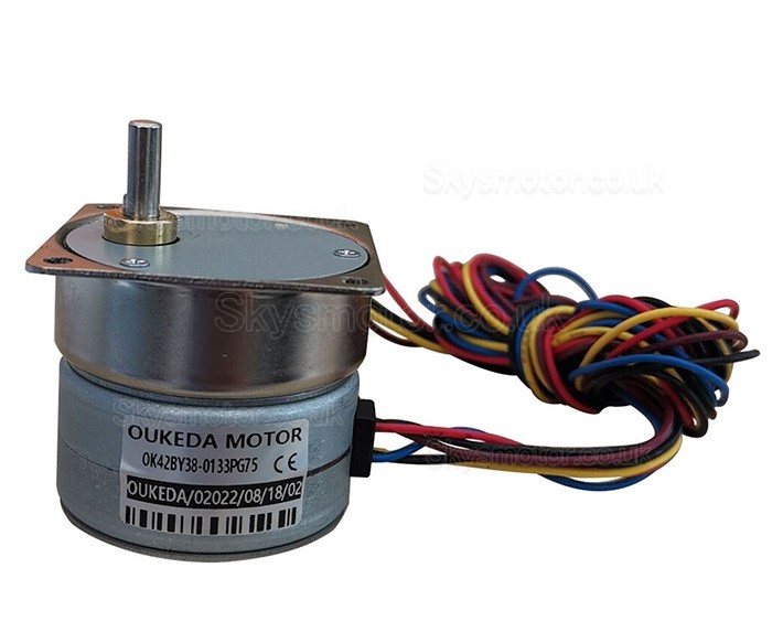 Oukeda Permanent Magnet PM Stepper Motor 7.5 Deg 24V 4 Phase with 10:1/30:1/50:1/75:1/120:1 Gearbox